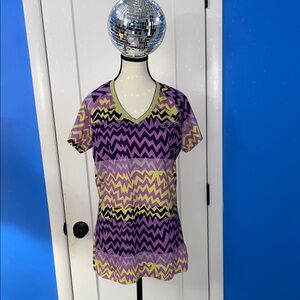 Nike Pro Dry-Fit Vivid Purple and Yellow Zigzag Tee